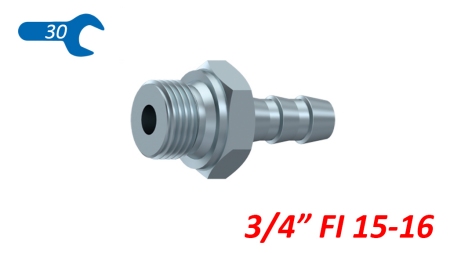HYDRAULICZNE MĘSKIE ZŁĄCZE 3/4 DO WĘŻA GUMOWEGO Φ 15-16