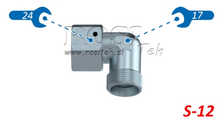ХИДРАВЛИЧНО КОЛЯНО 90° S-12 С ВЪРТЯЩА ГАЙКА M20X1,5