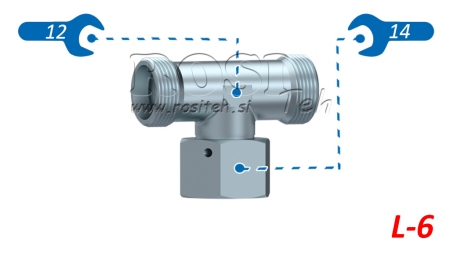 ХИДРАВЛИЧЕН ТРОЙНИК L-6 С ЦЕНТРАЛНА ВЪРТЯЩА ГАЙКА M12X1,5