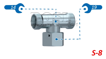 ХИДРАВЛИЧЕН ТРОЙНИК S-8 С ЦЕНТРАЛНА ВЪРТЯЩА ГАЙКА M16X1,5