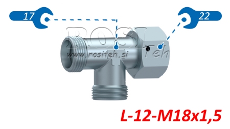HIDRAVLIČNI T KOM L-12 Z VRTLJIVO MATICO STRANSKO M18x1,5