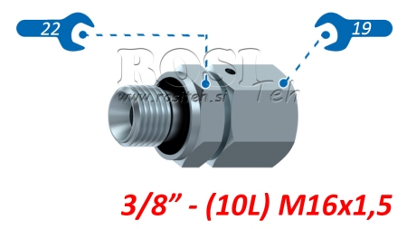 HIDRAVLIČNI UVOJNI VIJAČNI SPOJ AOVR ED BSP3/8 - (10L) M16x1,5