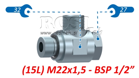 HIDRAVLIČNI VRTLJIVI KOTNI  PRIKLJUČEK SWVE (15L) M22x1,5 - BSP1/2