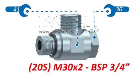 HIDRAVLIČNI VRTLJIVI KOTNI  PRIKLJUČEK SWVE (20S) M30x2 - BSP3/4