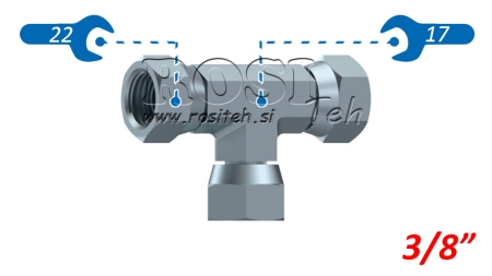 ХИДРАВЛИЧЕН ТРОЙНИК С ВЪРТЯЩА ГАЙКА BSP 3/8