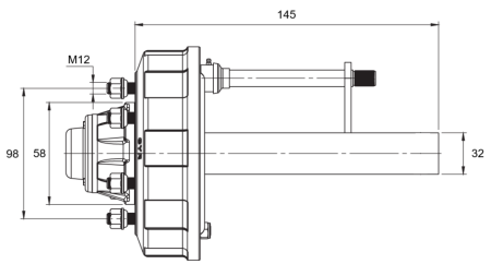 ПОЛУОСКА СЪС СПИРАЧКИ - 450 kg (4 ВИНТА) - 145 mm
