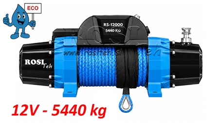 12 V ЕЛЕКТРИЧЕСКА ЛЕБЕДКА RS-12000 - 5440 kg - СИНТЕТИЧНО ВЪЖЕ - ECO