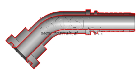 HÜDRAULILINE ÜHENDUS KOMATSU NURK 45° DN16MM-FLANGED5/8