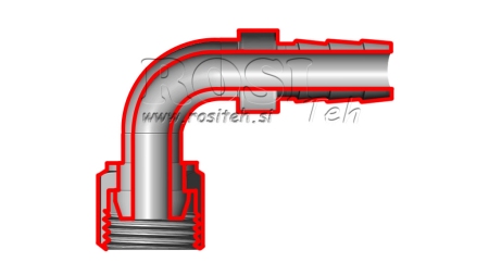 HYDRAULICKÁ PRÍPOJKA SAMICA 1/2 KOLENO 90° PRE GUMENÚ HADICU Ø15–16