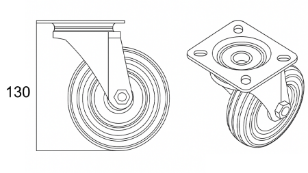 PYÖRÄ 100mm KIERRETTÄVÄ PERUSTA
