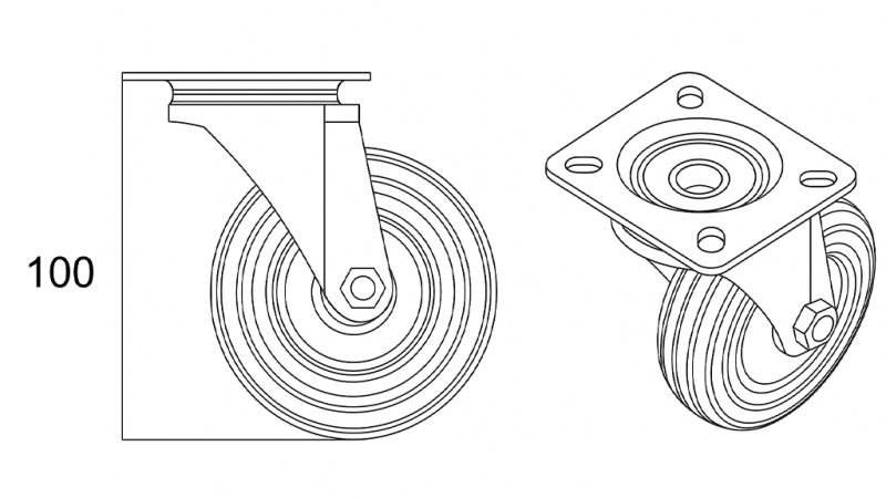 KOŁO 75mm Z OBROTOWĄ PODSTAWĄ