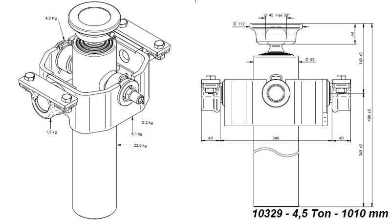 CYLINDER TELESKOPOWY KOMPAKTOWY 3 ETAPY 1010mm x95 -KULKA