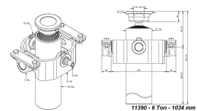 CYLINDER TELESKOPOWY KOMPAKTOWY 4 STOPNIE 1034mm x110 -KULKA