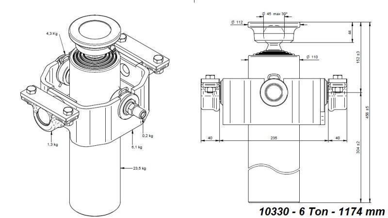 CYLINDER TELESKOPOWY KOMPAKTOWY 4 STOPNIE 1174mm x110 -KULKA