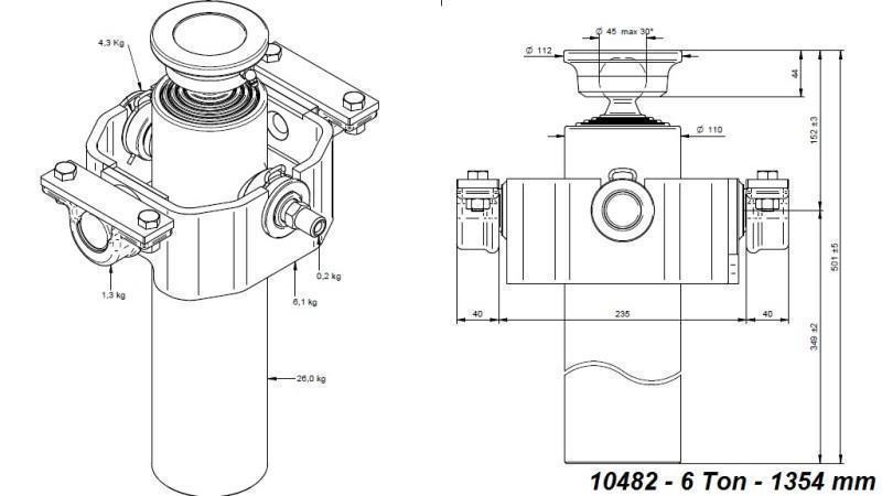 CYLINDER TELESKOPOWY KOMPAKTOWY 4 STOPNIE 1354mm x110 -KULKA