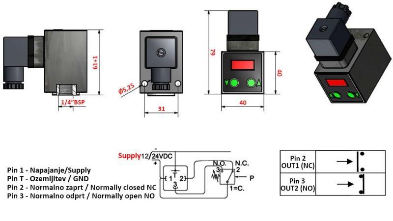 COMUTATOR ELECTRONIC DE PRESIUNE KLV55 0-200 BAR (MAX.500BAR)