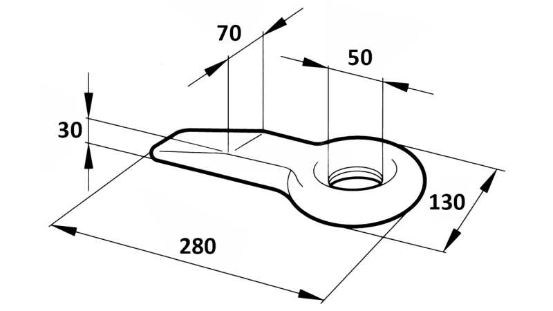CROU FIX PENTRU REMORCARE FI50 70X30 L280 - 14000KG/2000KG