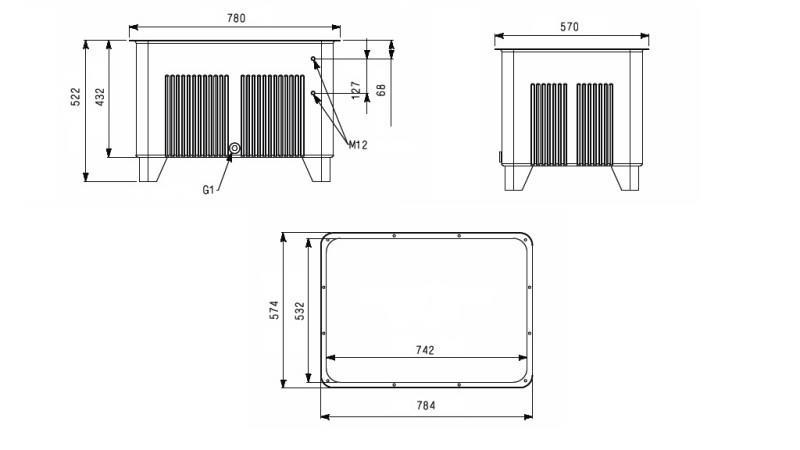 REZERVOR PENTRU AGREGAT HIDRAULIC TIP MPN 160 LIT - dimensiuni