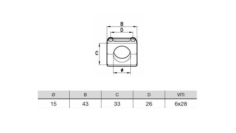 SUPORT PENTRU ȚEAVĂ DIAMETRU 15 - dimensiuni