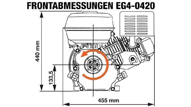 бензинов двигател EG4-420cc-9.6kW-13.1HP-3,600 RPM-H-KW25x88.5-ръчно стартиране