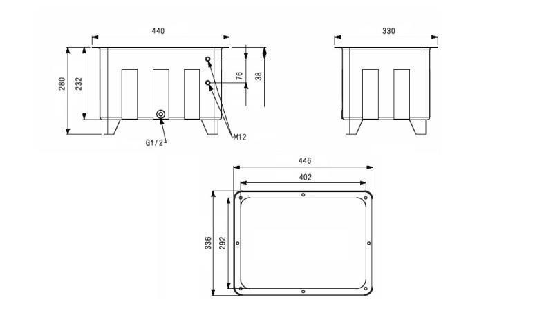 REZERVOR PENTRU AGREGAT HIDRAULIC TIP MPN 25 LIT - dimensiuni