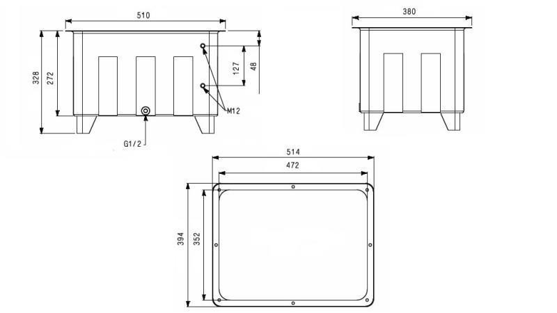REZERVOR PENTRU AGREGAT HIDRAULIC TIP MPN 40 LIT - dimensiuni