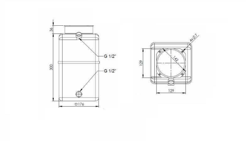 REZERVOR PVC ROLL PP 8 LITRE HORIZONTAL-VERTICAL - dimensiuni