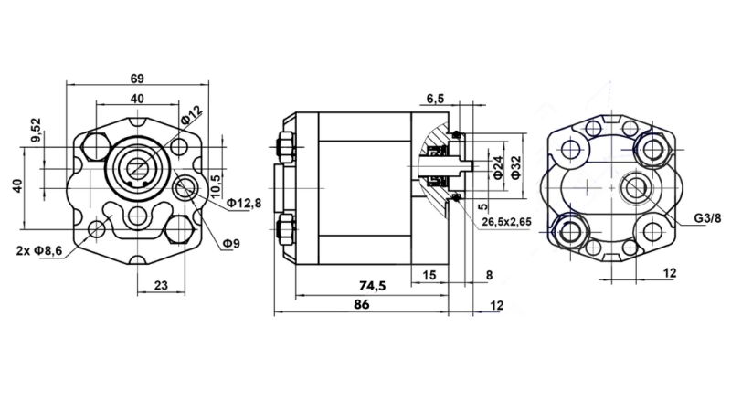 ХИДРАВЛИЧНА ПОМПА 10C2,7X302 2,7 CC ДЯСНА