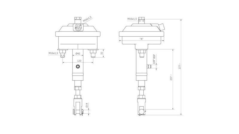 Dimensiuni CILINDRU DE FRÂNĂ HIDRAULIC ȘI PNEUMATIC