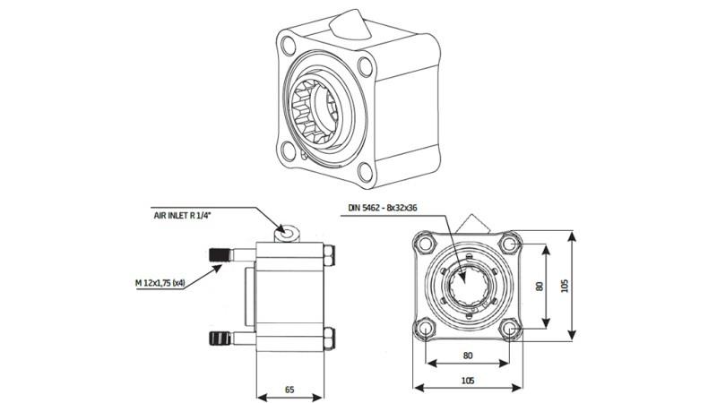 Dimensiuni POMPĂ HIDRAULICĂ DRIVE - ZF1 ALUMINIU