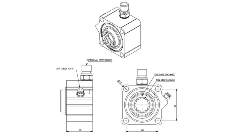 Dimensiuni POMPĂ HIDRAULICĂ DRIVE - ZF ALUMINIU CU COMUTATOR