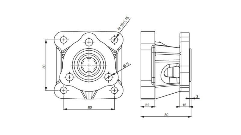 Adaptor DIMENSIUNI 3X4 PENTRU POMPĂ DIN FONTĂ