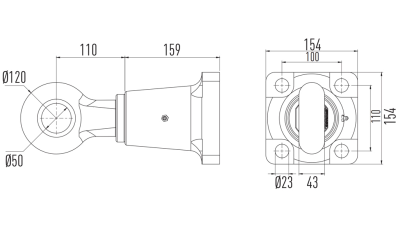 CULOARE DE REMORCARE ROTATIVĂ FI50 ÎN CARCASĂ 3000/18000KG
