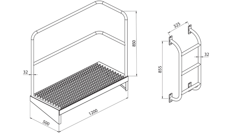 PLATFORMA CU BALUSTRADE + SCARĂ