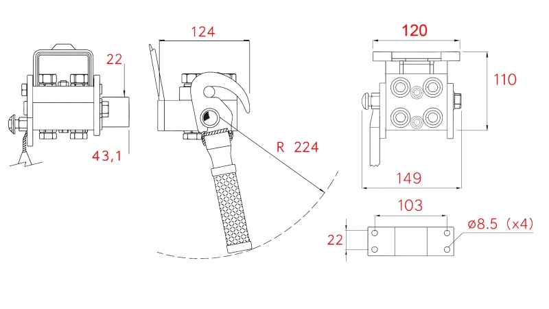 ZŁĄCZE MULTI-FASTER 3-DROŻNE BSP 1/4 CZĘŚĆ STAŁA (JEDNA DŹWIGNIA)