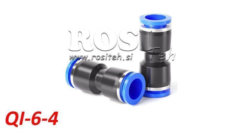CONECTOR STRAIGHT PNEUMATIC PLUG REDUCING TPA FĂRĂ FILET QI-6-4