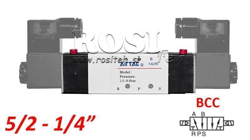 VALVĂ ELECTROPNEUMATICĂ 5/2 BISTABILĂ 1/4 PRT-0552-BCC