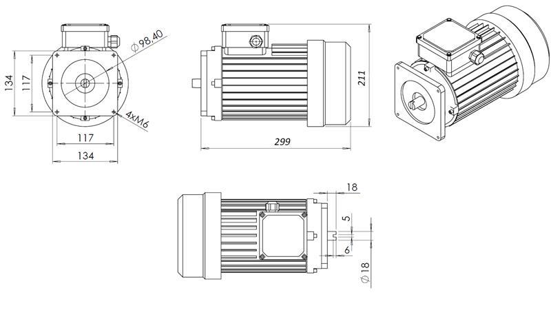 MOTOR DE ÎNLOCUIRE PENTRU AGREGAT HIDRAULIC 380V 2.2kW