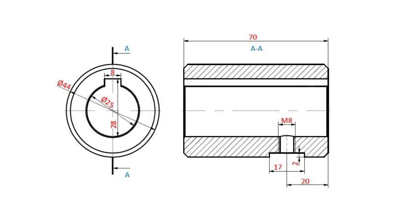 REDUCȚIE PENTRU HIDROMOTOR MP-MR 25x70x10