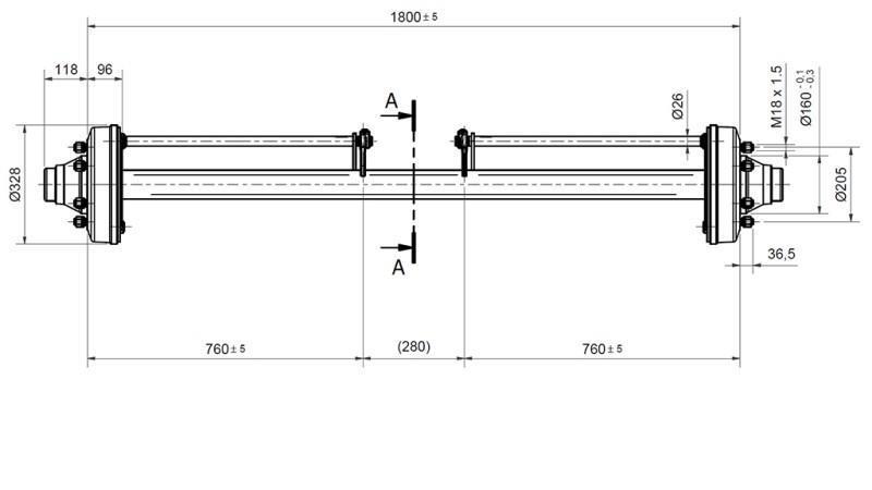 AXA PENTRU REMORCA 7200 kg CU FRÂNE (1800 mm)