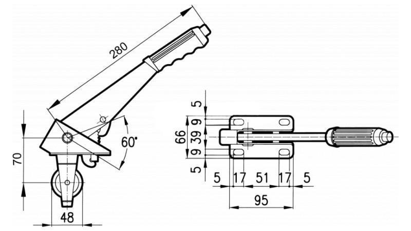 MÂNER DE TRACȚIUNE L280 CU PULLEY FI48mm