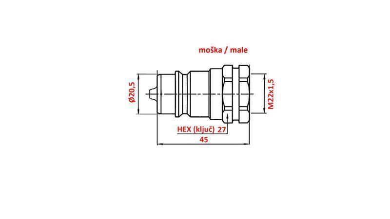 CUPLAJ RAPID TRACTOR MALE M22x1.5