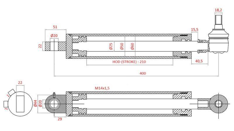 CILINDRU HIDRAULIC DE DIRECȚIE FIAT-NEW HOLLAND OEM-5189888