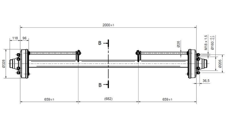 AXA PENTRU REMORCA 7200 kg CU FRÂNE (2000 mm)