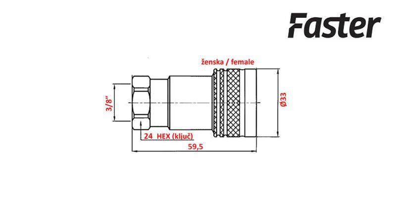 CUPLARE RAPIDĂ TRACTOR FEMEIE 3/8 Faster