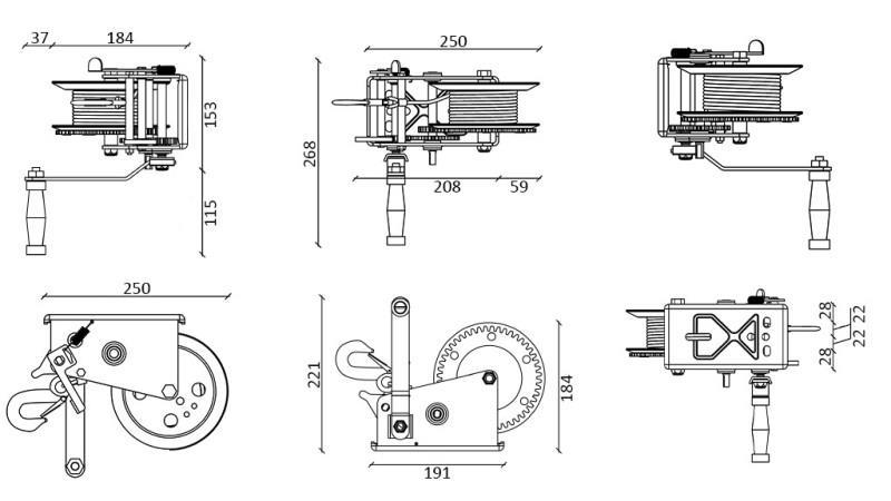 WINCH MANUAL DWK 35 V - 1588 kg - CUREA SINTETICĂ