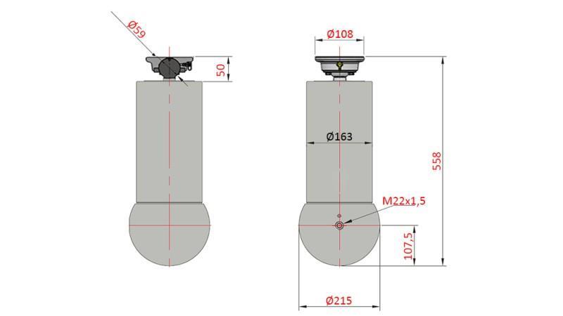 CILINDRU TELESCOPIC - MEILLER KIPPER 5 ETAPE 175mm - cursă de 15 tone 1560mm