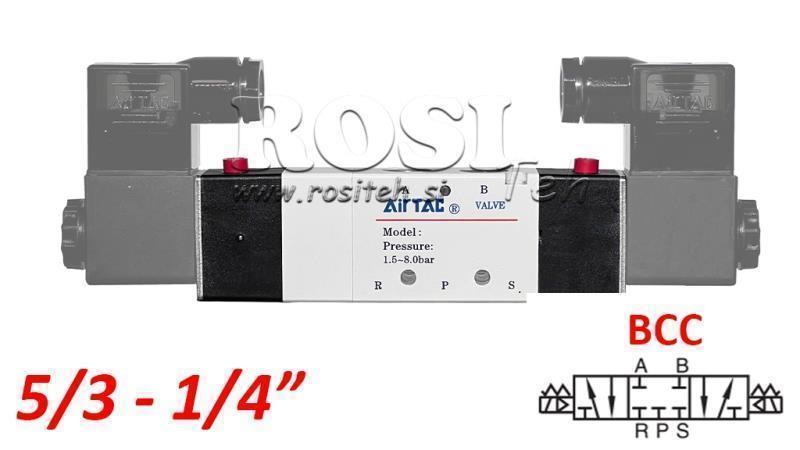 VALVĂ ELECTROPNEUMATICĂ 5/3 BISTABILĂ 1/4 PRT-0553-BCC