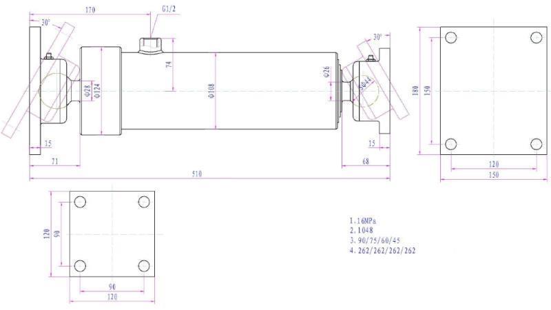 CILINDRU TELESCOPIC 4 EXTENSII  1050MM K4B-7T