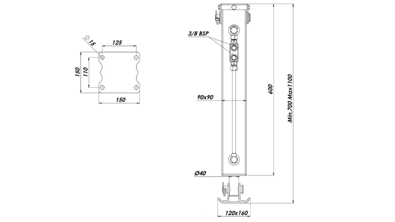 ХИДРАВЛИЧЕН КРАК ДВОЙНО ДЕЙСТВИЕ 2.5 ТОНА 420MM (90X90X600)